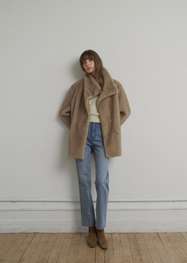 ELBORN | Delfine Half Fur Coat (Beige)