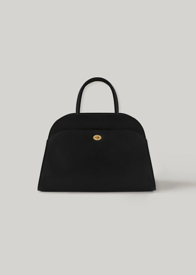 [2ND] ELBORN | [LIMITED]  Momet Leather Tote Bag (Black Leather)