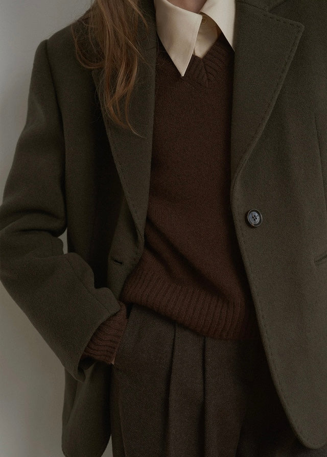 ELBORN | Wallace Wool Half Coat (Khaki)