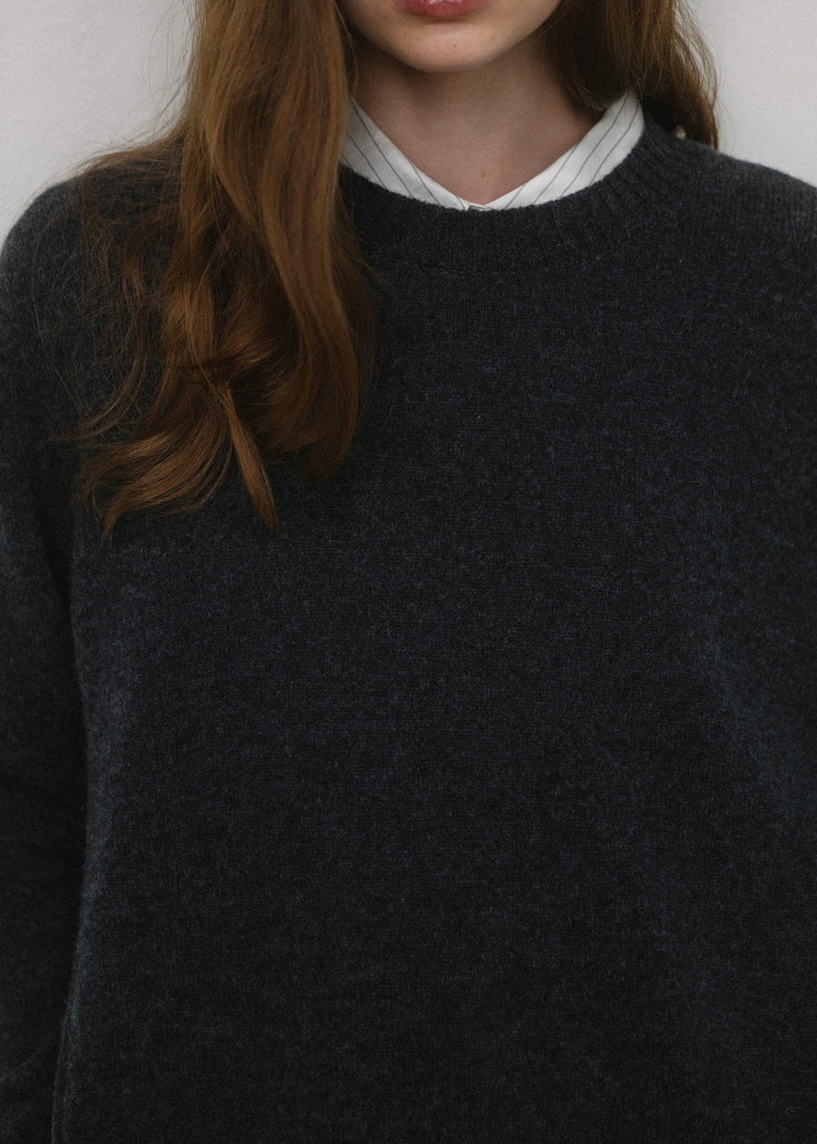 ELBORN | Ponte Merino Wool Knit Top (Charcoal)