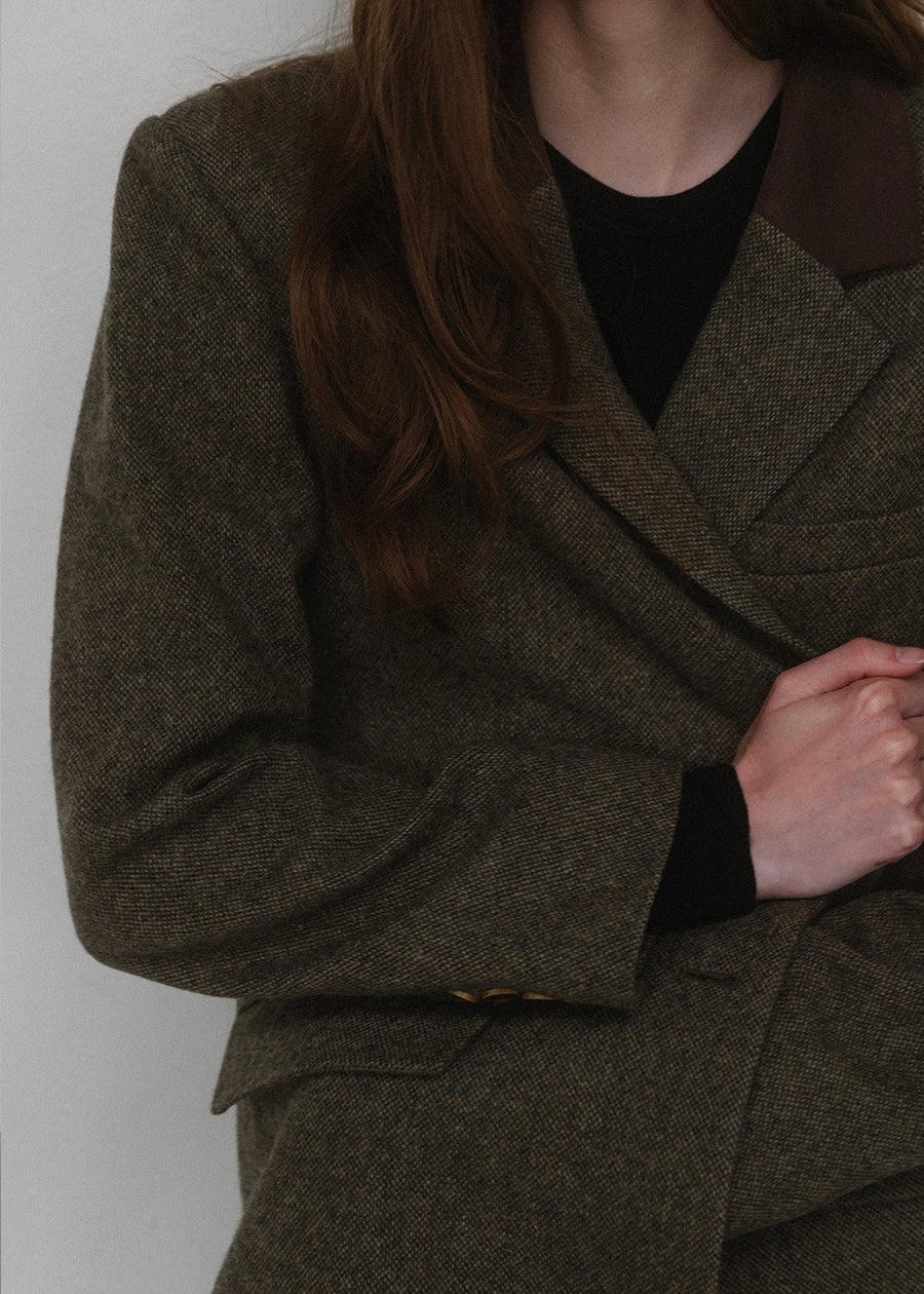 [1ST RE-ORDER] ELBORN | Heather Wool Jacket (Green)