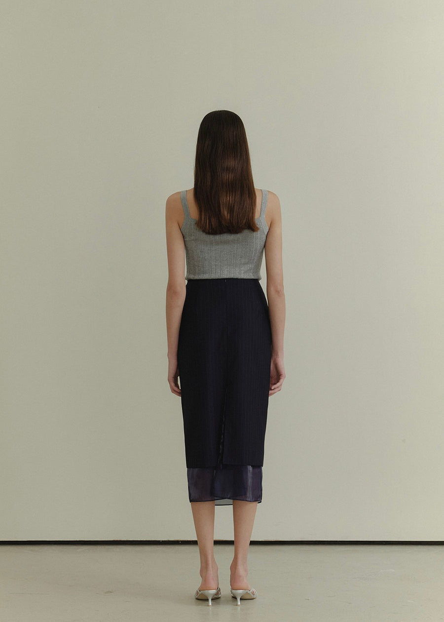 ELBORN | Caden Organza Skirt (Navy Stripe)