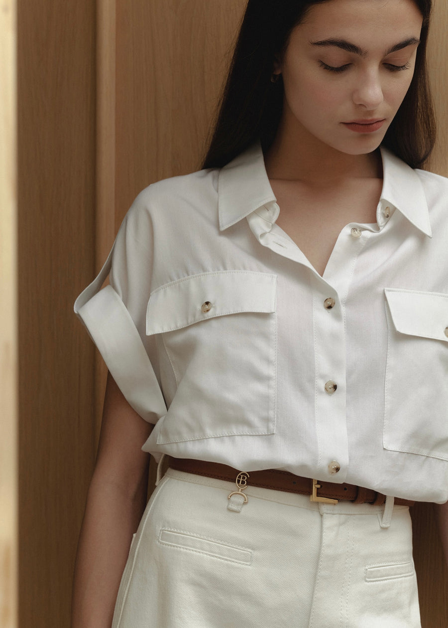 ELBORN | Leon Cap Sleeve Shirt (White)