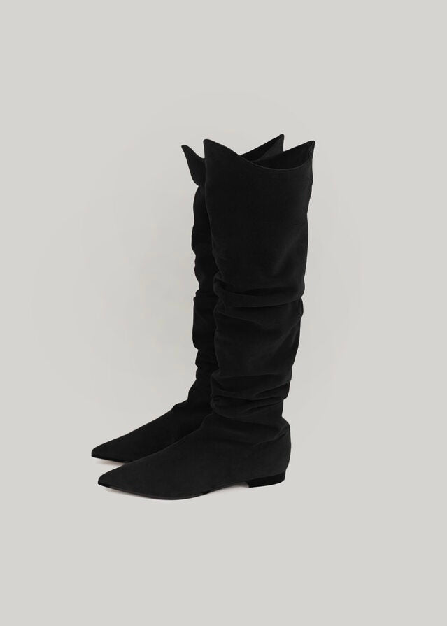 ELBORN | Leandra Leather Long 1.5 Boots (Black Suede) Expected to ship 12/29/2023