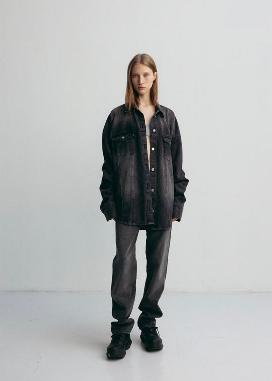LEHA | Hackney Oversized Denim Jacket  (Black)