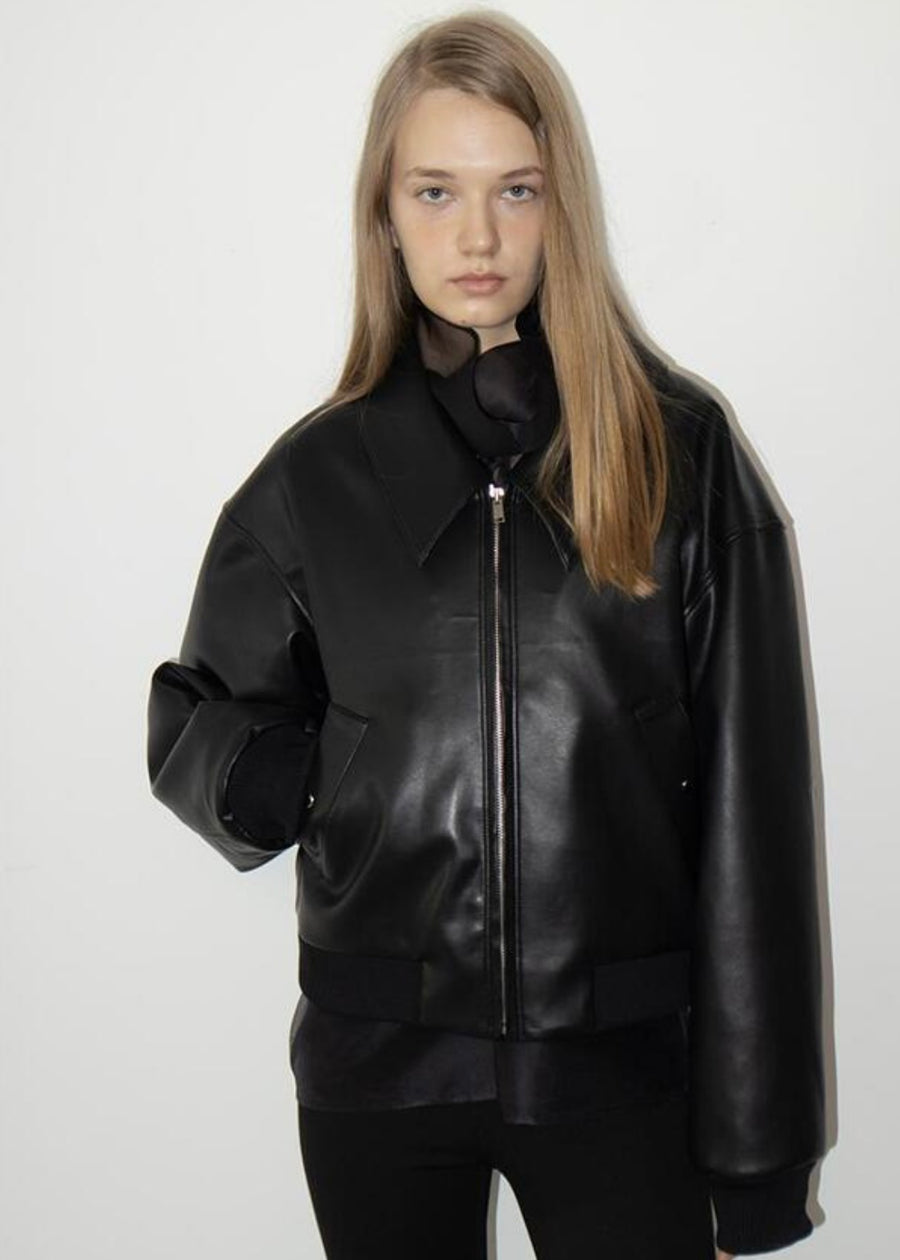 LEHA | Cameron Padded Eco Leather Jacket (Black)