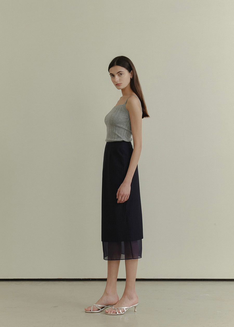 ELBORN | Caden Organza Skirt (Navy Stripe)