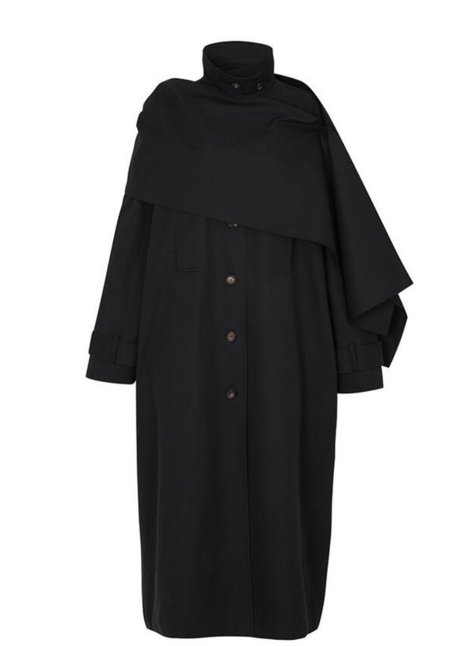 LEHA | Maisie Oversized Scarf Detail  Trench Coat (Dark Navy)