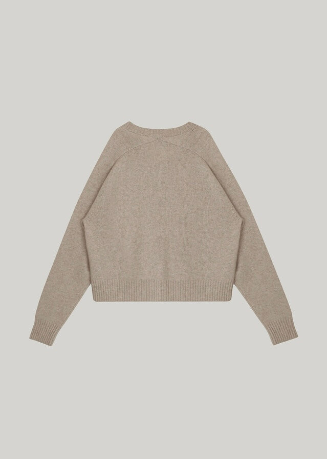 ELBORN | Melrose V-neck Cashmere Knit Top (Oatmeal)