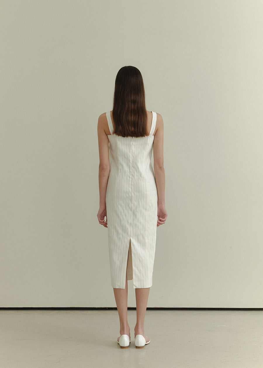 ELBORN | Laura Sleeveless Long Dress (Stripe White)