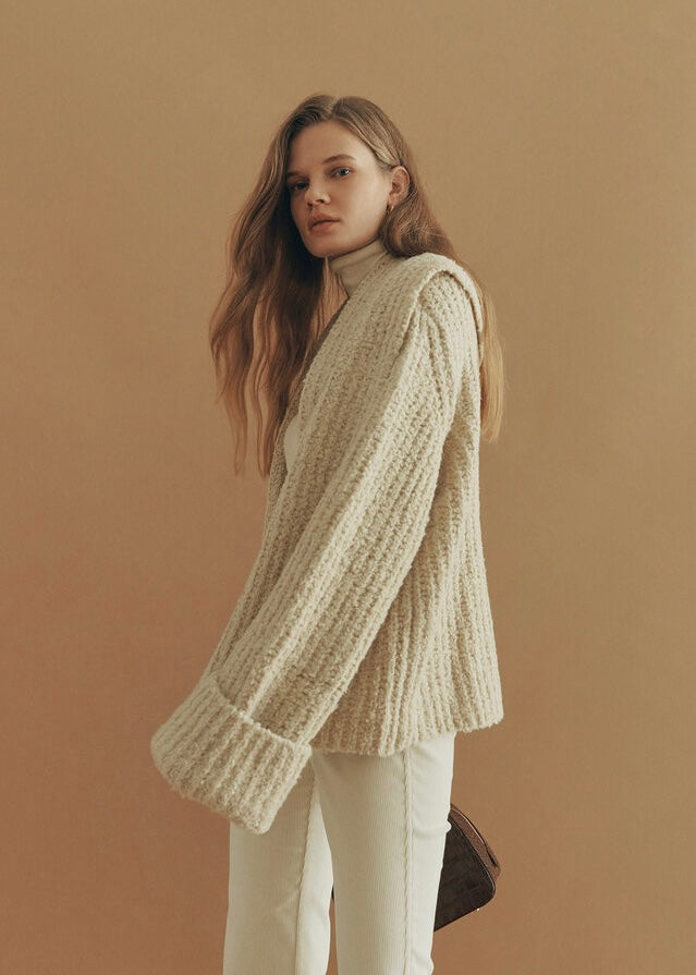 ELBORN | Shawl Cardigan (Melange Beige)