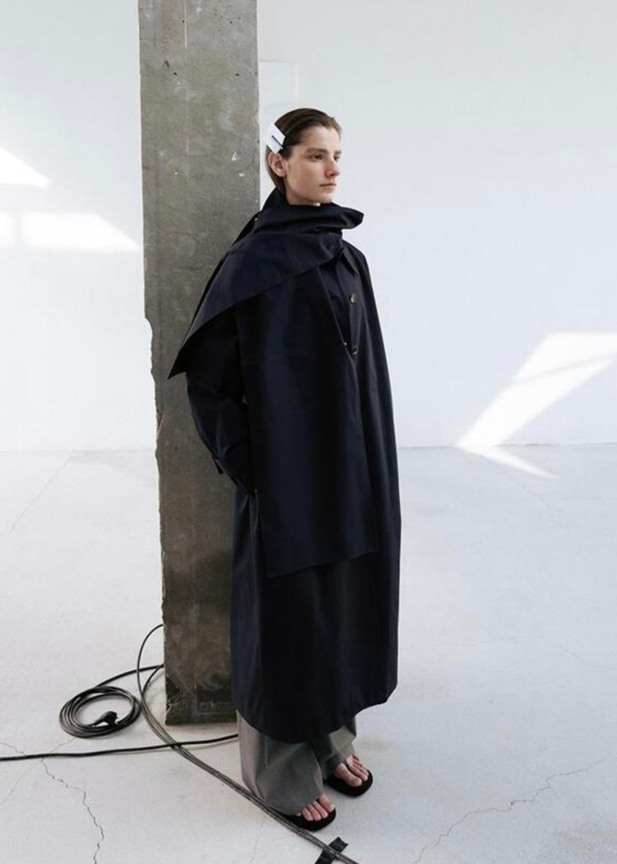 LEHA | Maisie Oversized Scarf Detail  Trench Coat (Dark Navy)