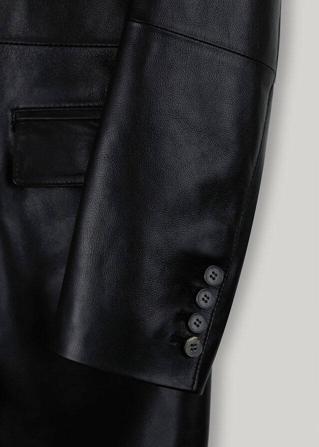 ELBORN | Kye Leather Long Jacket (Black)