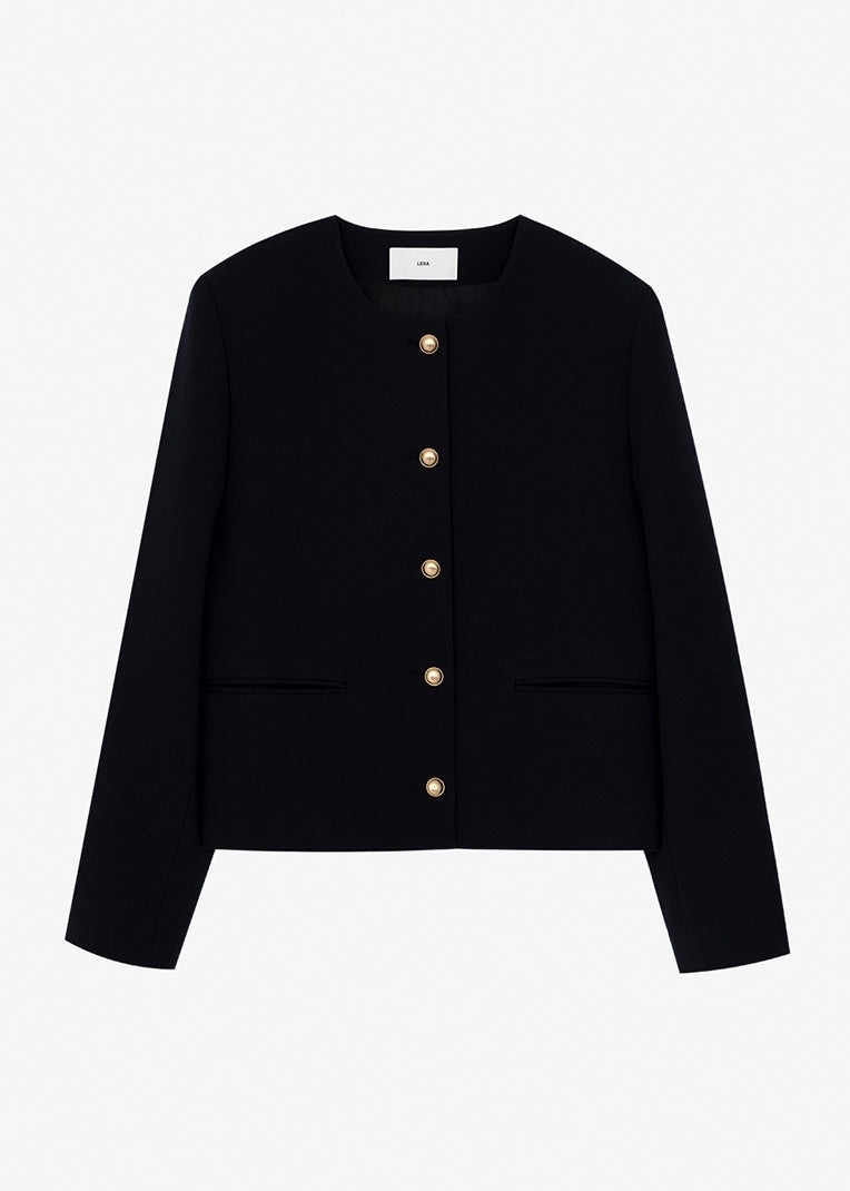 LEHA | Wilton Button Down Wool Jacket (Dark Navy)