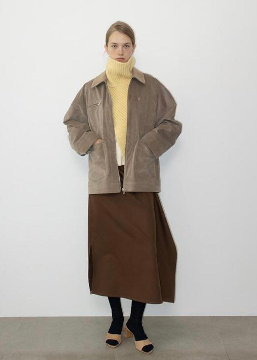 [2ND] LEHA | Aden Suede Effect Cotton Jacket (Beige)