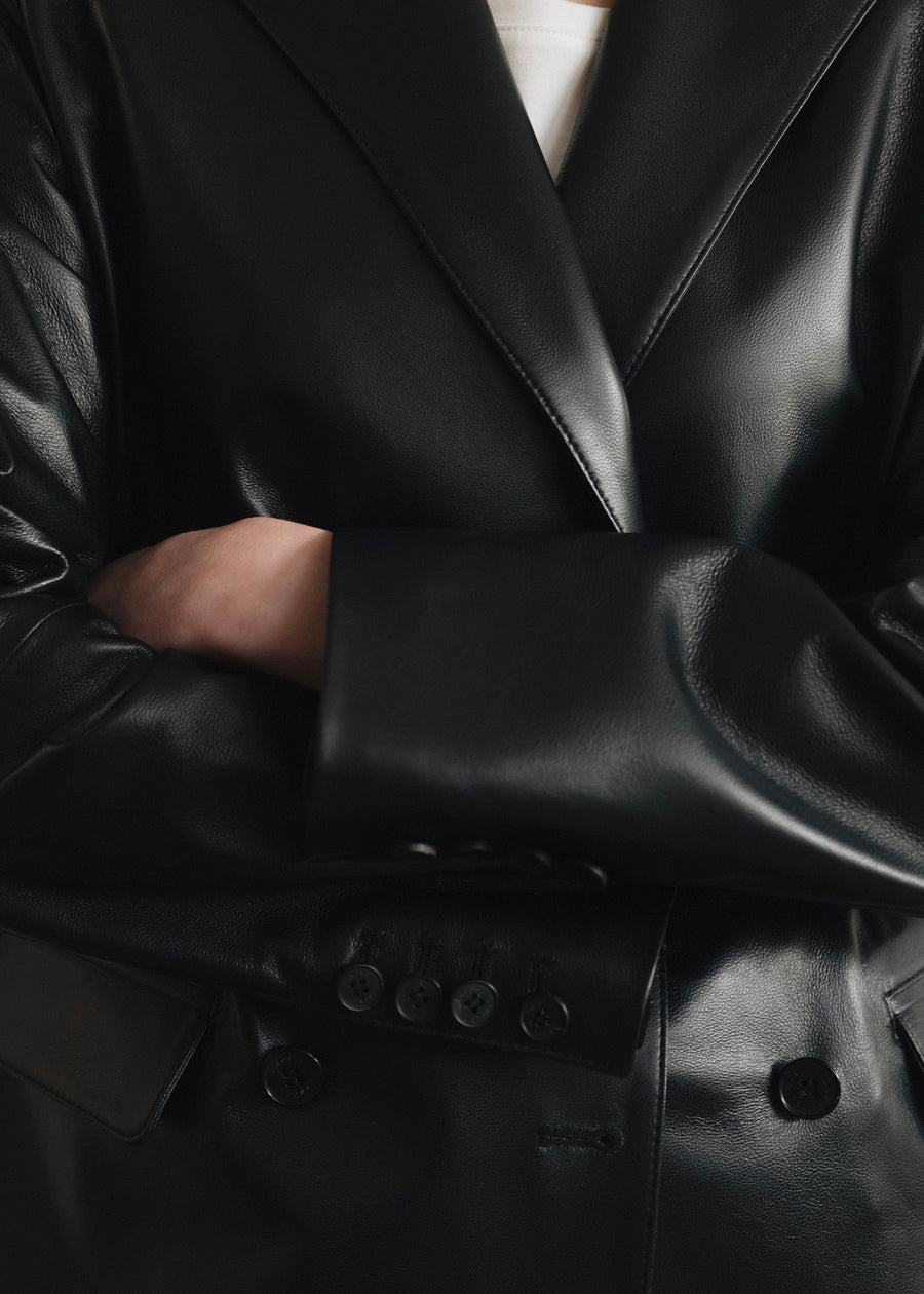 PRE-ORDER | ELBORN | Kye Leather Long Jacket (Black) Expected ship to 2/21/2025