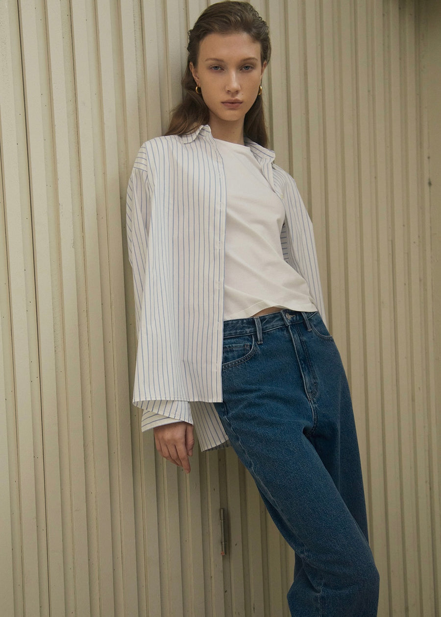 [RE-ORDER] ELBORN | Bonnie Cut-out Shirt (Stripe)