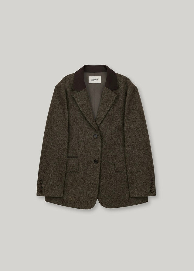 [1ST RE-ORDER] ELBORN | Heather Wool Jacket (Green)