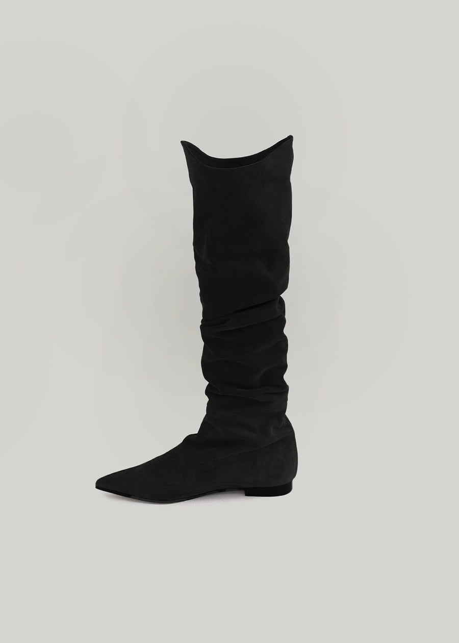 ELBORN | Leandra Leather Long 1.5 Boots (Black Suede) Expected to ship 12/29/2023