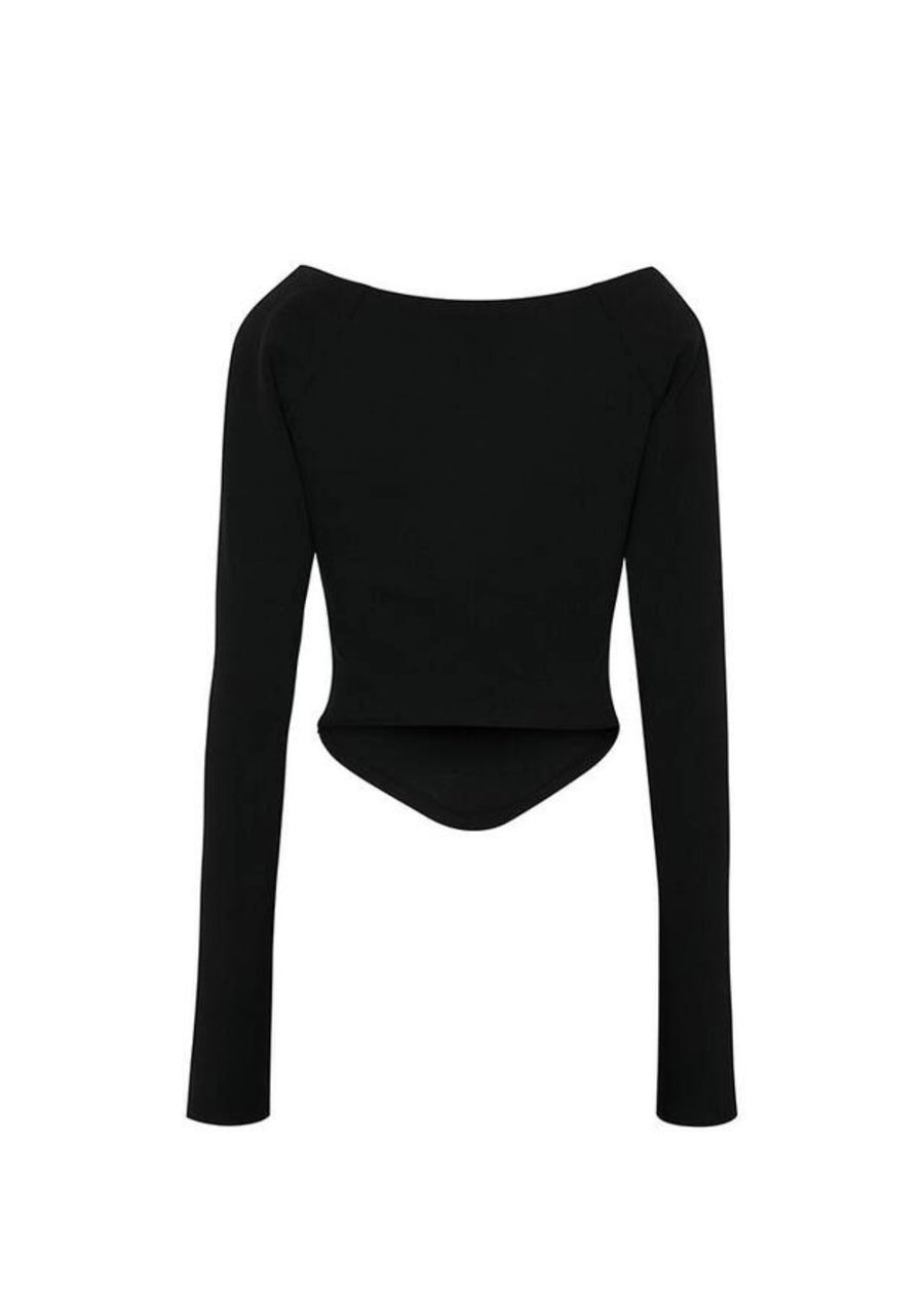 LEHA | Beau Off The Shouder Rib Knit Top (Black)