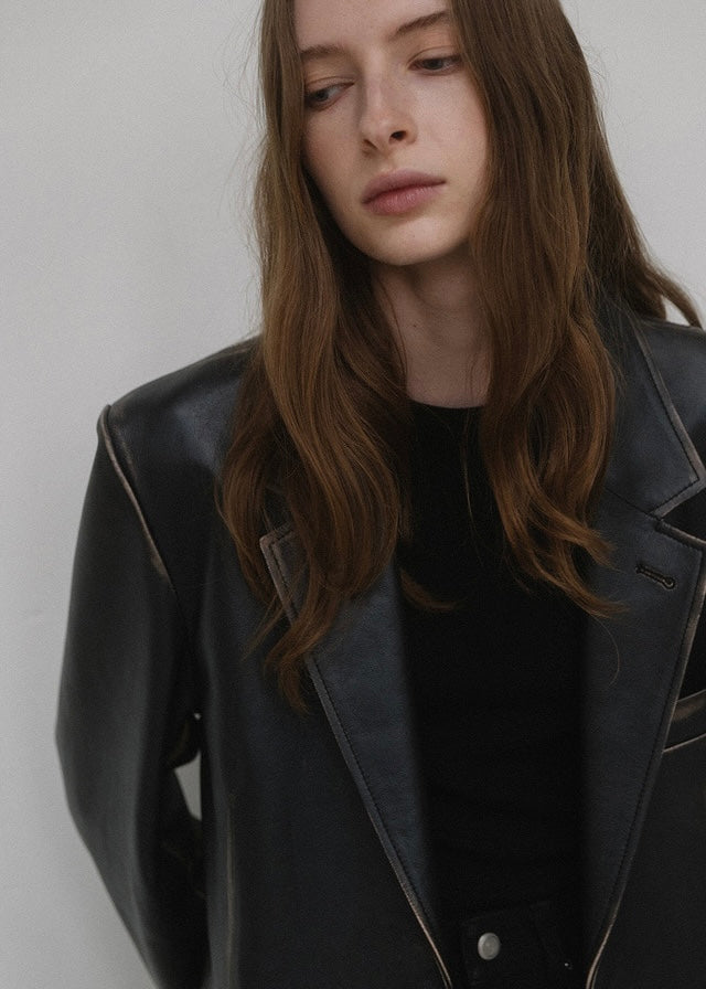 [2ND] ELBORN | [LIMITED] Carmen Leather Jacket (Black) Expected to ship 9/13/2024