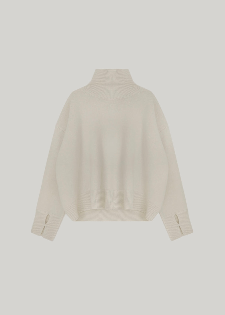 ELBORN | Becky Cashmere 100% High-neck Sweater (Cream)