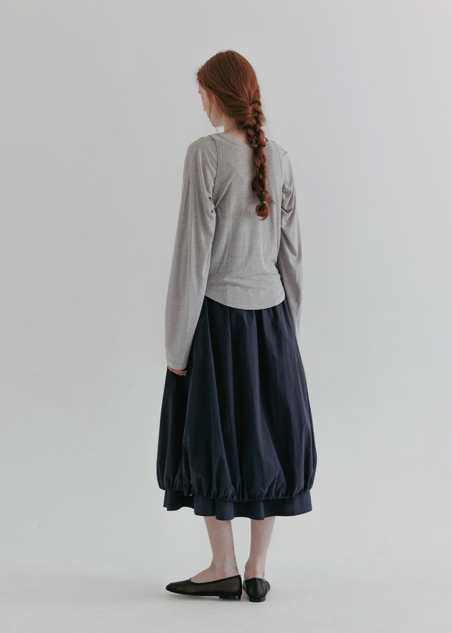 MOIA | String Double Skirt (Navy)