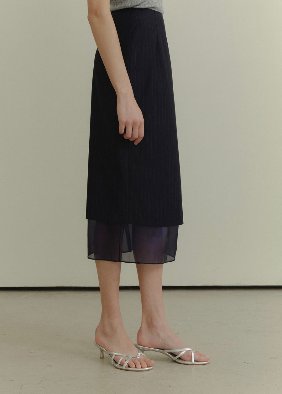 ELBORN | Caden Organza Skirt (Navy Stripe)