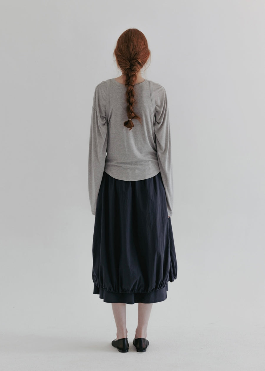 MOIA | String Double Skirt (Navy)