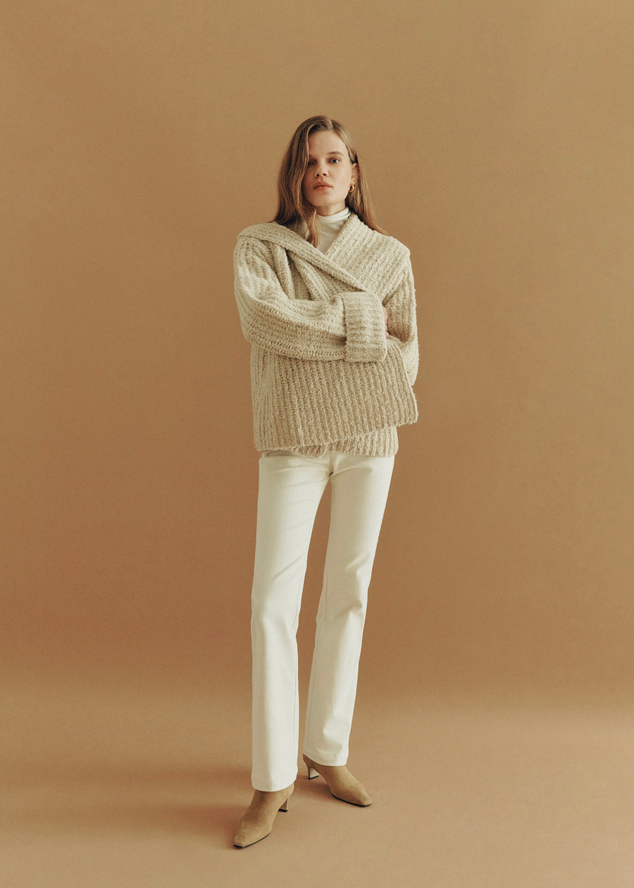 ELBORN | Shawl Cardigan (Melange Beige)