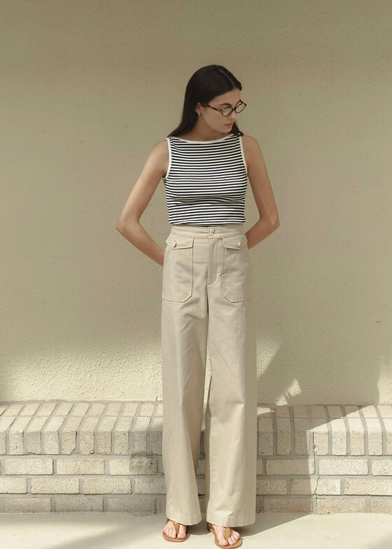 ELBORN | Sonia Button Pants (Beige)