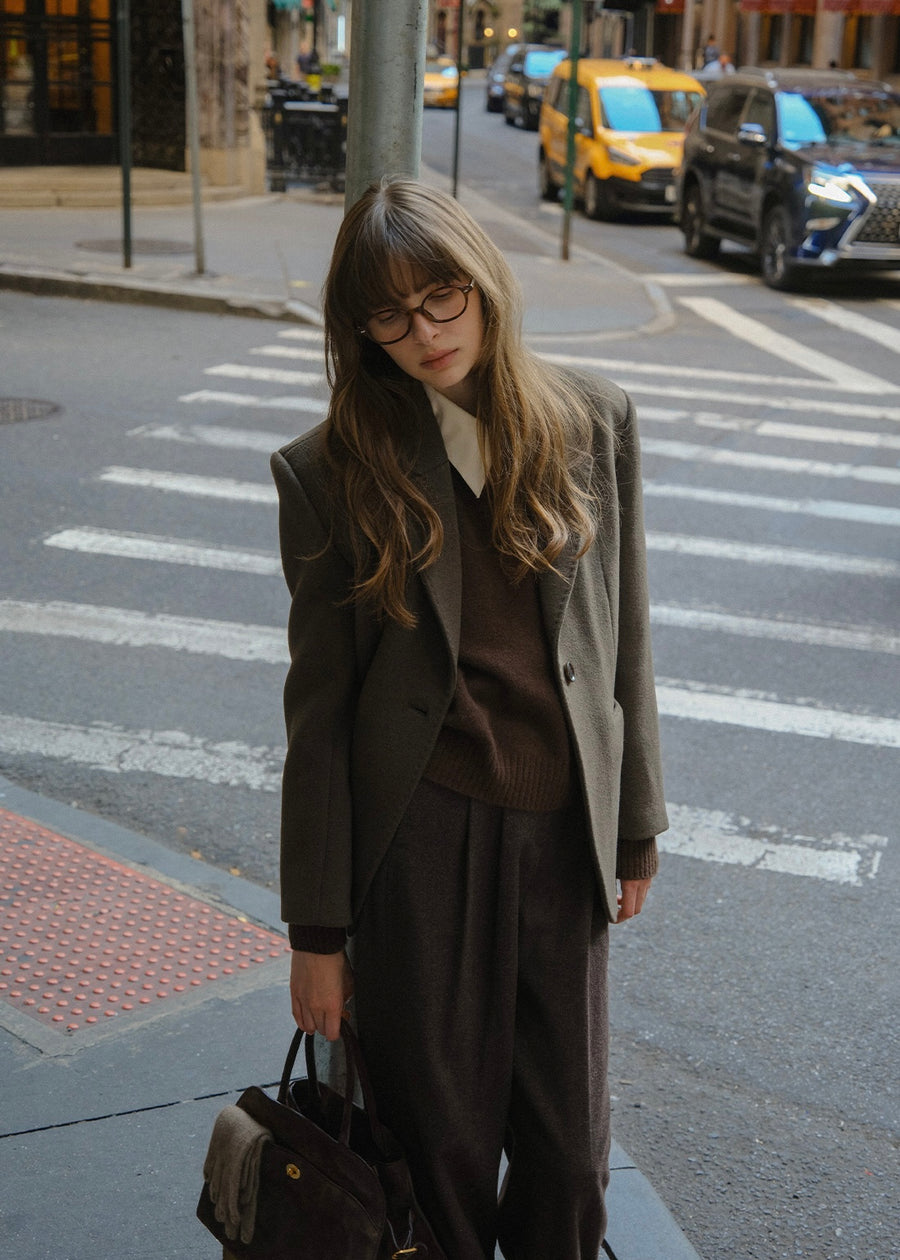 ELBORN | Wallace Wool Half Coat (Khaki)