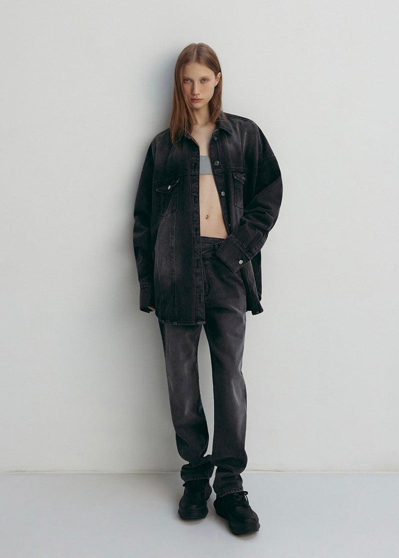 LEHA | Hackney Oversized Denim Jacket  (Black)