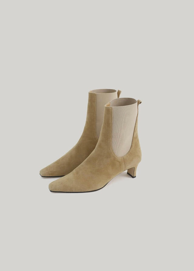 ELBORN | Vendome Leather Ankle Boots (Beige Suede)