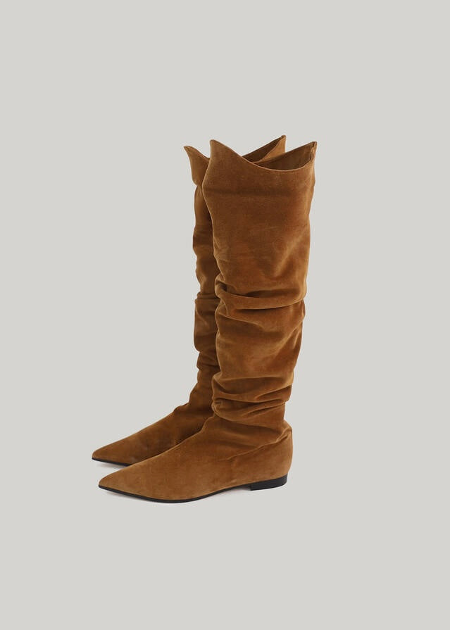 ELBORN | Leandra Leather Long 1.5 Boots (Camel Suede) Expected to ship 12/29/2023