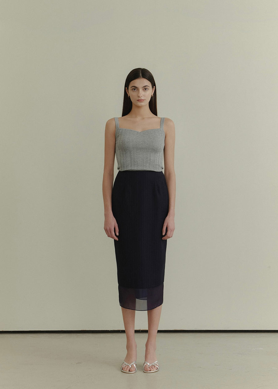 ELBORN | Caden Organza Skirt (Navy Stripe)