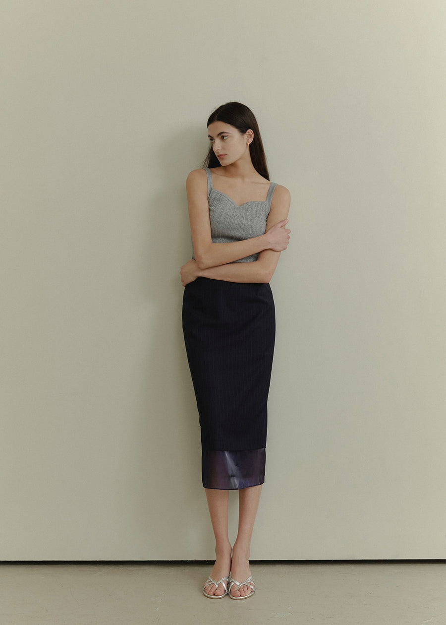 ELBORN | Caden Organza Skirt (Navy Stripe)