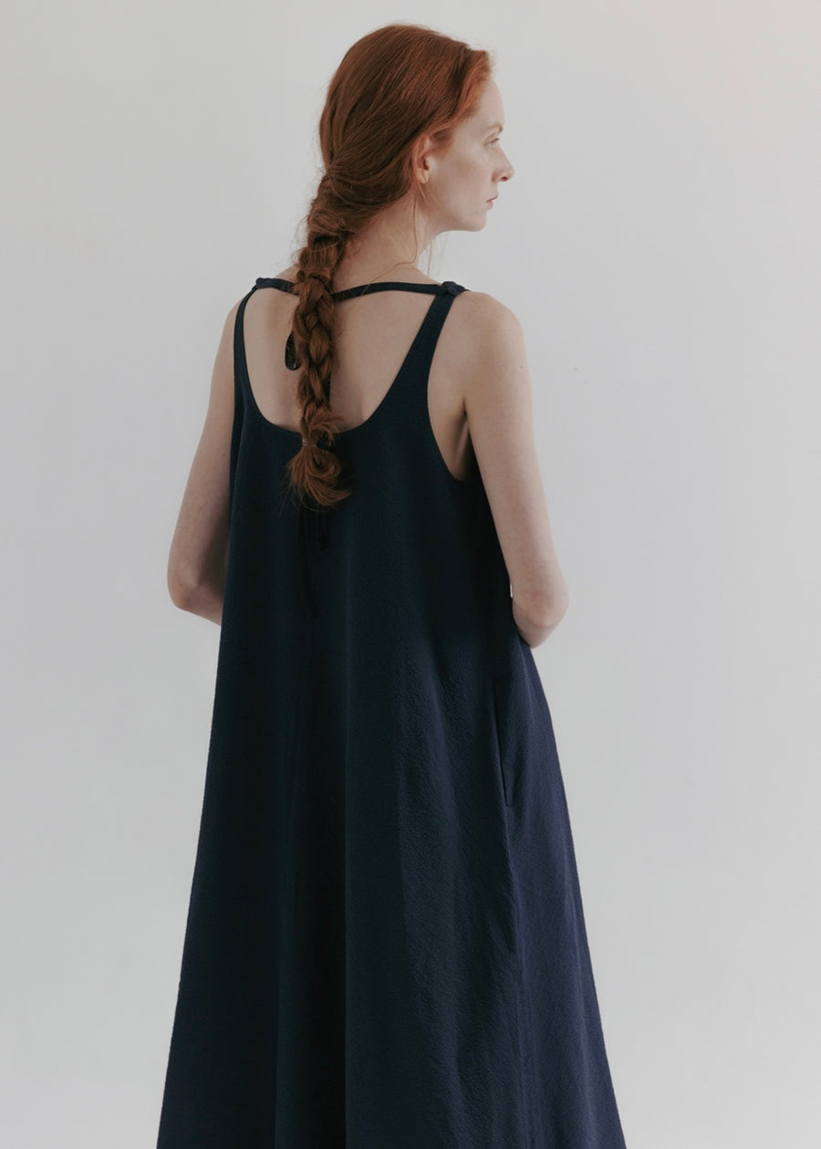 2nd MOIA | Seersucker Dress (Navy)