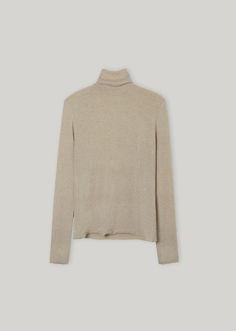 2ND | ELBORN | Raw Edge Turtleneck Jersey Top (4 Colors)