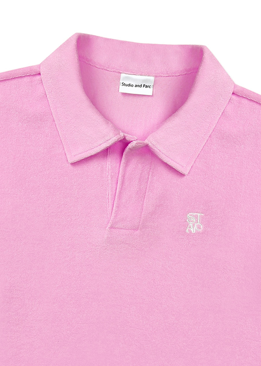 STUDIO & PARC Logo Terry Collar T-Shirt (Pink)