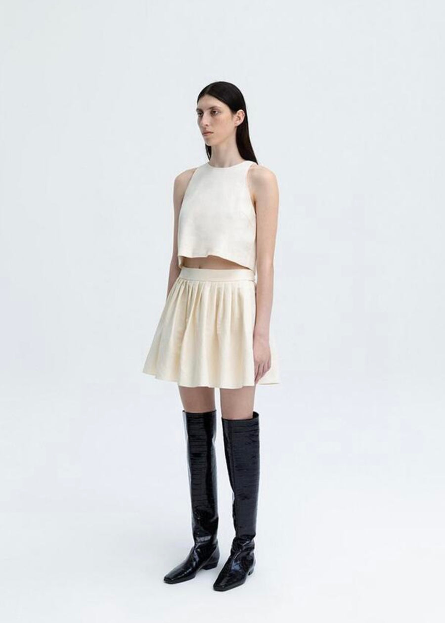 LEHA Milton Pleated Mini Skirt (Ivory)