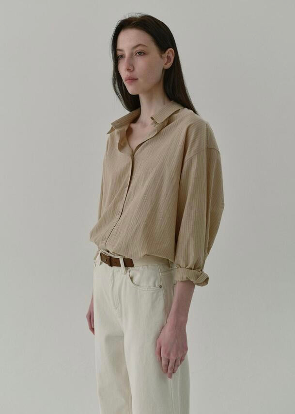 MOIA Pin st shirt (Beige stripe)