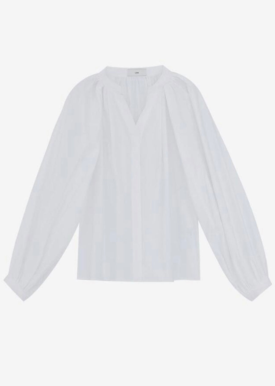 LEHA Freya Gathered  Cotton-Poplin Shirts (White)