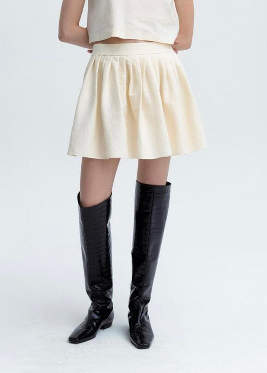 LEHA Milton Pleated Mini Skirt (Ivory)