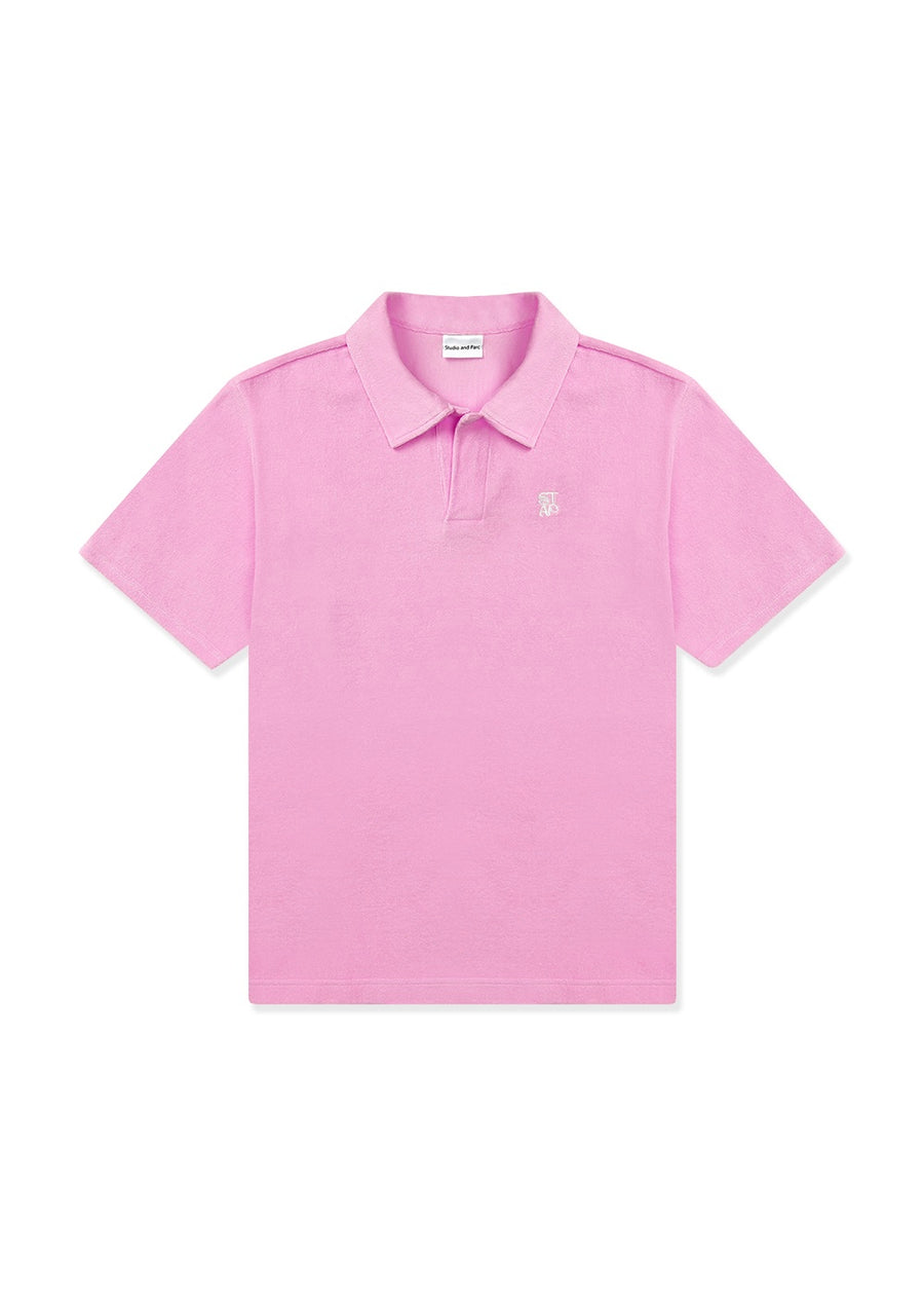 STUDIO & PARC Logo Terry Collar T-Shirt (Pink)