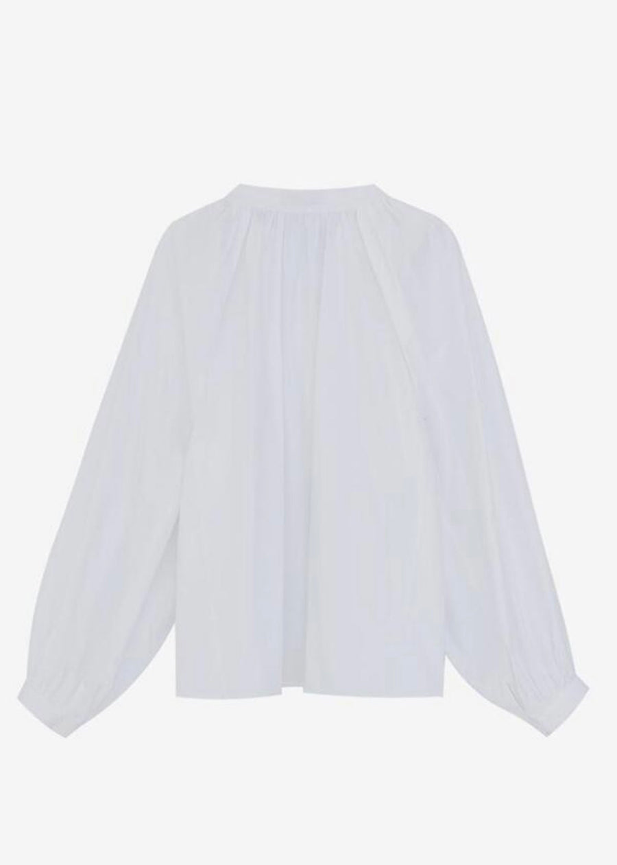 LEHA Freya Gathered  Cotton-Poplin Shirts (White)