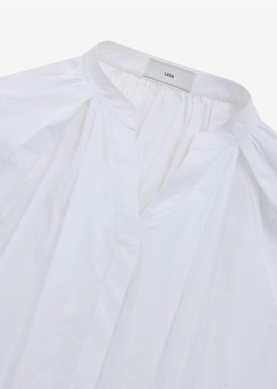 LEHA Freya Gathered  Cotton-Poplin Shirts (White)