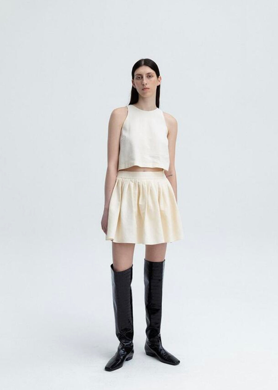 LEHA Milton Pleated Mini Skirt (Ivory)