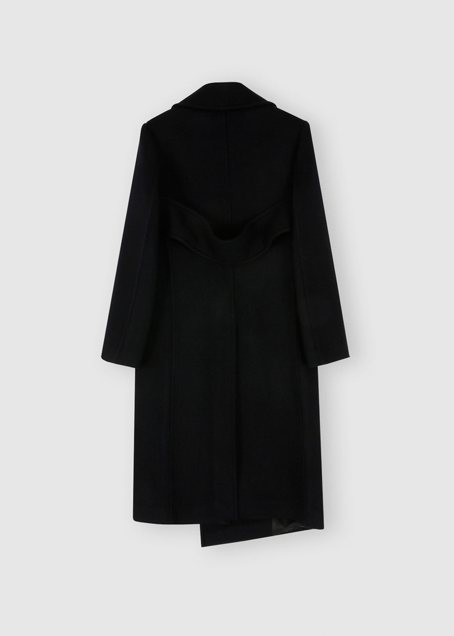 SPREAD COLLAR WOOL COAT (NAVY) | RECTO