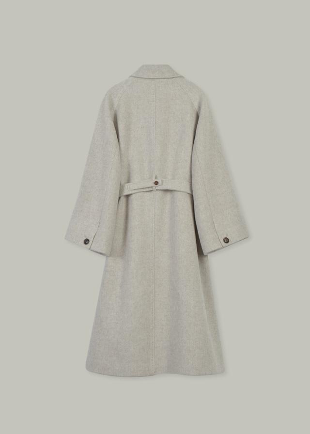 Cashmere Hand Pick Stitch Coat (Beige Check)